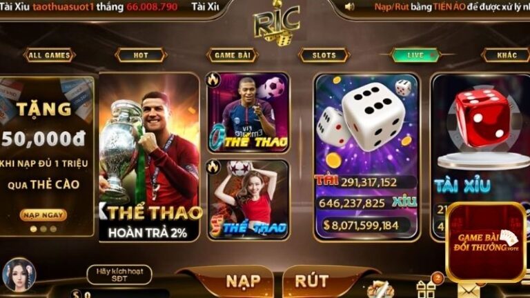 Ric Win mệnh danh là thiên đường game bài hoàn hảo