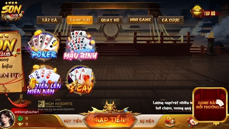 Điểm qua lợi thế khi chinh chiến game bài tại Sonclub