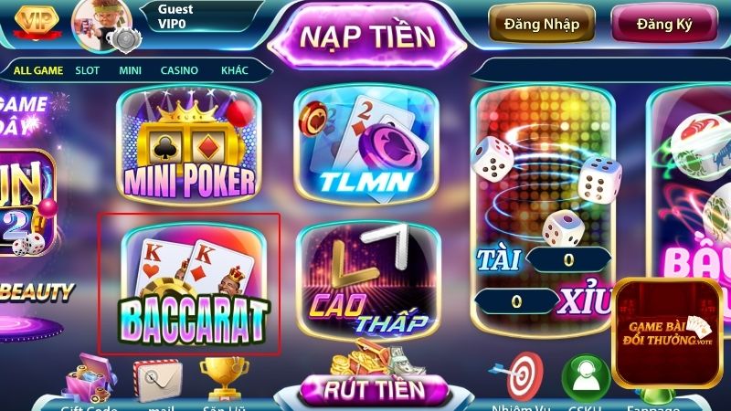 Game bài Baccarat siêu phẩm tại Sun52