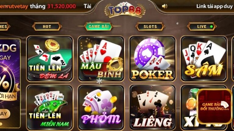 Top88 tạo điều kiện chinh chiến thoải mái với nhiều game bài