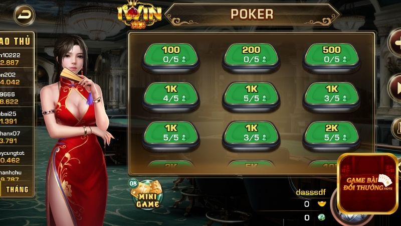 Poker Iwin trải dài nhiều mức cược cho người dùng