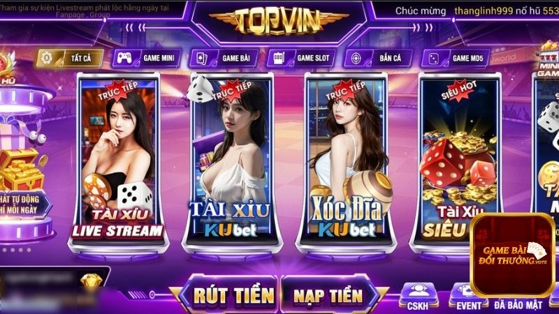 Topvin - Đánh giá chi tiết cổng game bài chơi vui thắng lớn 2 Cổng game bài uy tín Topvin hot nhất hiện nay