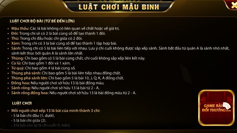 Chơi game bài tại Go88 - Vừa vui vừa có tiền thật! 4 Game bài Mậu Binh với luật chơi rõ ràng, dễ tiếp cận
